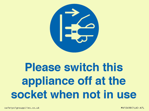 Please switch this appliance off at the socket when not in use